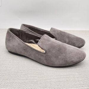 Birdies Size 8 Gray Leather  Suede Flats Loafer Slip On Women Comfort Shoes